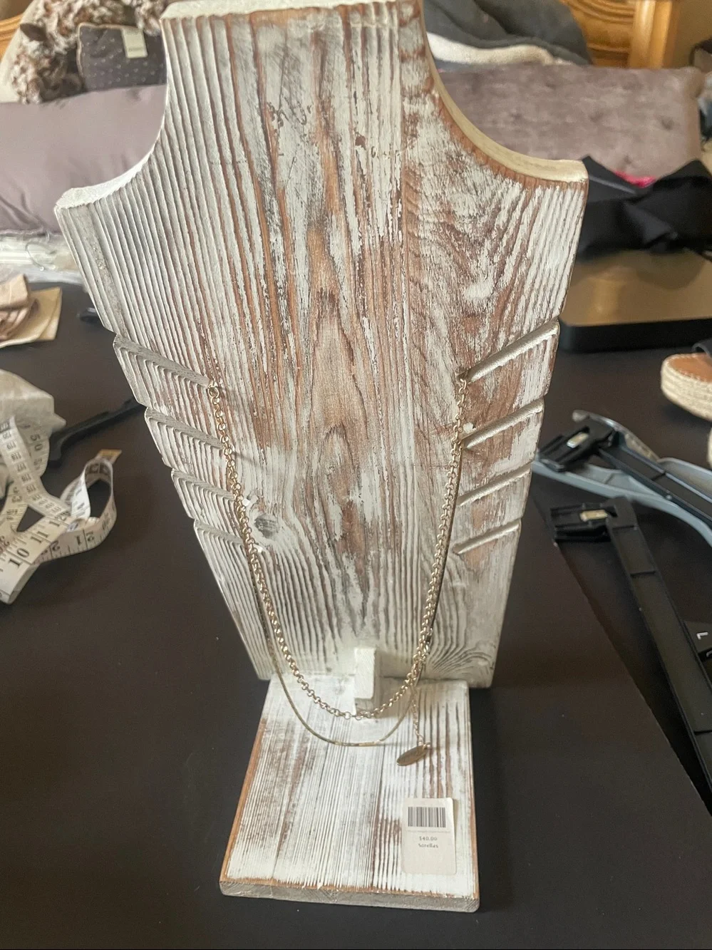 Wooden necklace holder